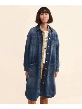 Pilcro Anthropologie Draped Denim Oversized Duster Jacket Longline Blue M